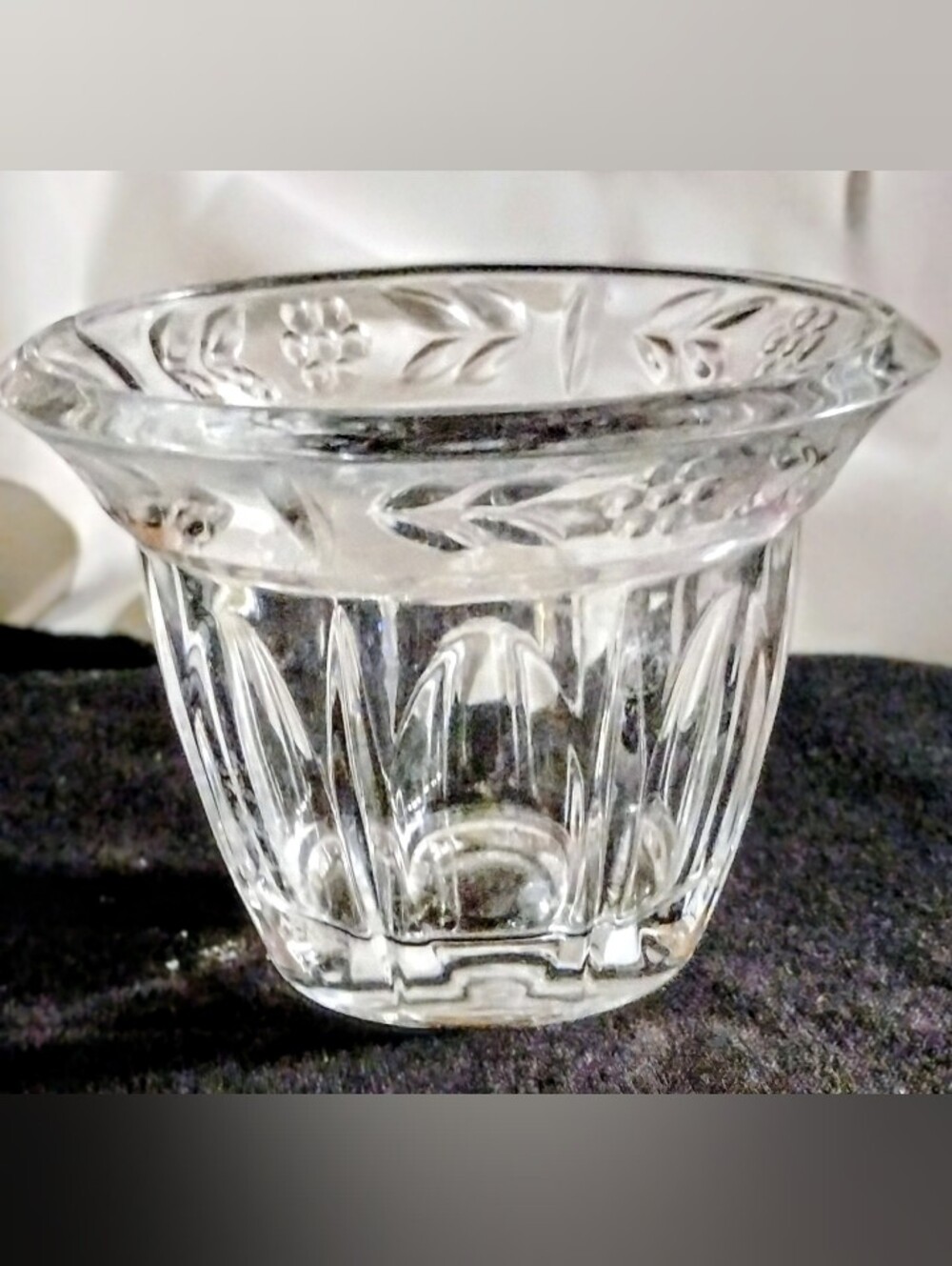 Vintage St. George Floral Votive Candle Holder 24% Lead Crystal USA